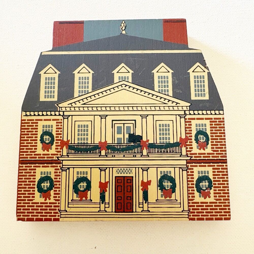 The Cats Meow Village House Colonial Virginia XMas Shirley Plantation 1990 Sign